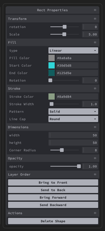 Rectangle editor controls